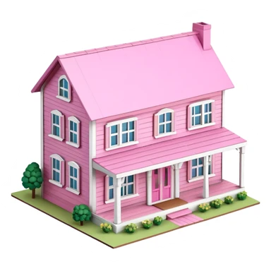 Pink farmhouse dollhouse isometric, highly detailed  sticker