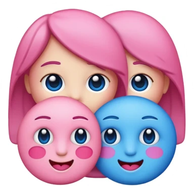 I would like a 67 emoji with pink and blue coloring, please sticker