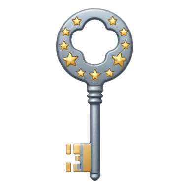 Gray key with stars over it sticker