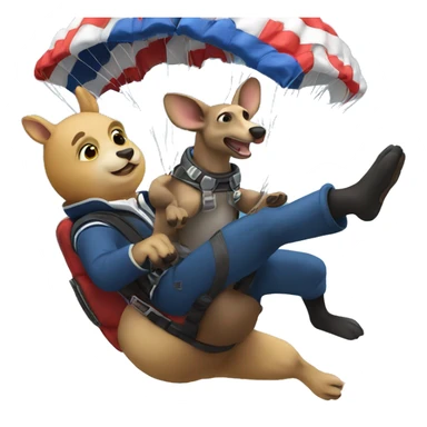 George Washington skydiving with a kangaroo sticker