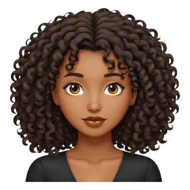 brown skinned lady with curly black hair, shoulder long hair, messy, nice curves sticker