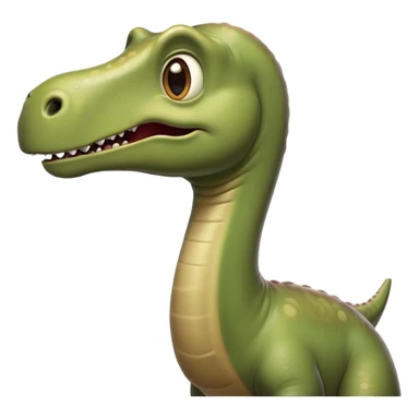 Cinematic Comical Brontosaurus Portrait Emoji, Head tilted dramatically with an exaggeratedly shocked expression, featuring a towering, robust body with a long, graceful neck and wide, comically expressive eyes full of playful disbelief, Simplified yet hilariously expressive features, highly detailed, glowing with a slightly sassy ancient glow, high shine, dramatic yet playful, stylized with an air of cheeky dinosaur mischief, soft glowing outline, capturing the essence of a meme-worthy Brontosaurus that looks ready to lumber its way into viral fame! sticker