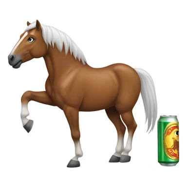 A Horse holding a beer with its leg sticker