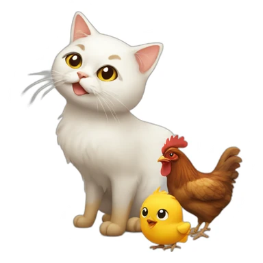 cat and chicken sticker