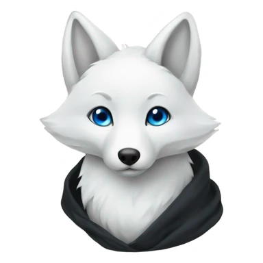 White fox with blue eyes and black blanket  sticker