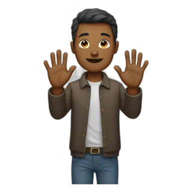 Man showing hands and pressing sticker