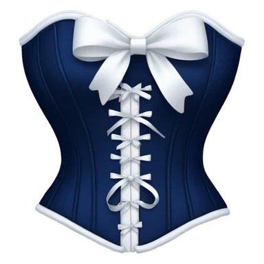 Navy blue corset with a white bow sticker