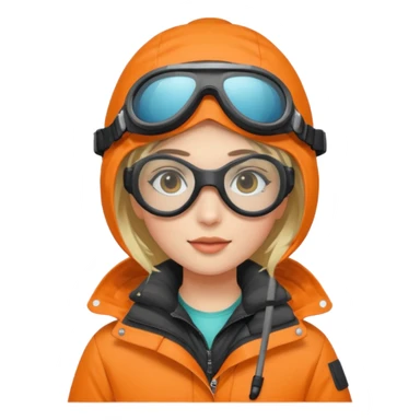 girl in parka, wearing goggles sticker