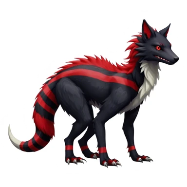 Cool Edgy Vernid-Sergal, Feral, Four Legs, Tail, Black fur, Red stripes, Full body, LiLaiRa sticker