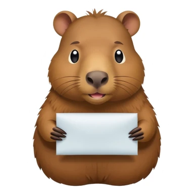 emoji of capibara chews white paper, full height sticker