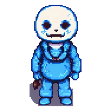 Sans from Undertale, pixel art style, transparent background sticker