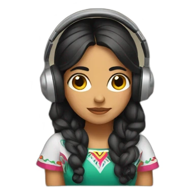 Mexican girl listening to music  sticker