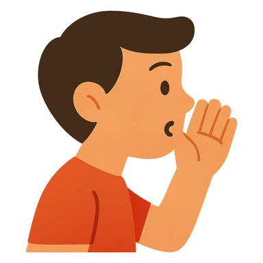 flat toon style person whispering, simple shapes, side view sticker