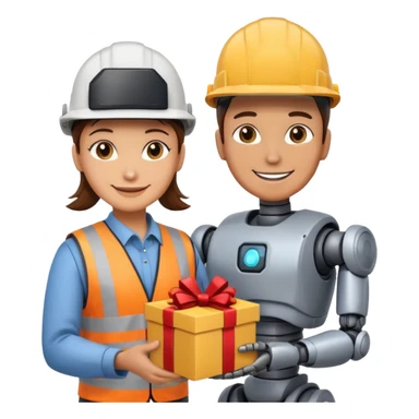robot gift with an  worker sticker