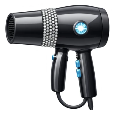 black blow dryer covered in diamonds sticker