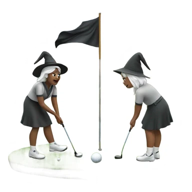 2 witches putting on a golf course  sticker