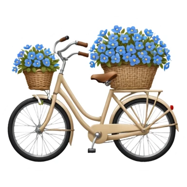 Vintage beige bike with a basket and blue flowers sticker