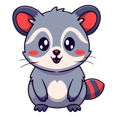 goth possum with dark colors, piercings, black lipstick sticker