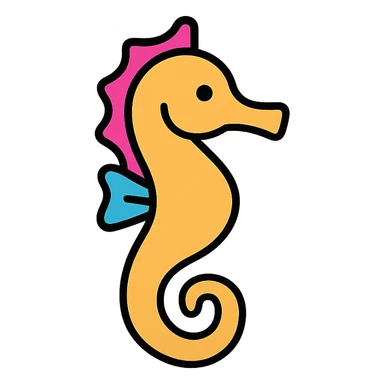 colorful outlined seahorse icon sticker