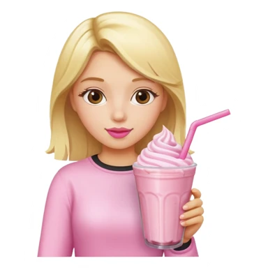 Blonde Girl drinking a pink milkshake sticker