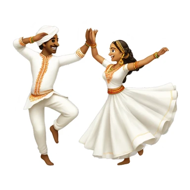 male & female dance in Garba in white dress sticker