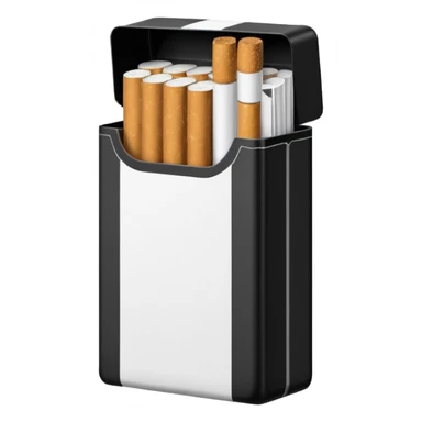 Minimalistic cigarette pack emoji, metallic black and white sticker