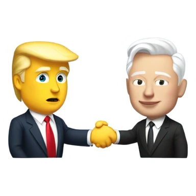 Donald Trump and Elon Musk shake hands from behind
 sticker