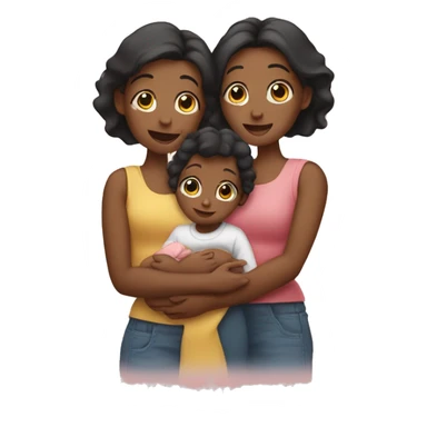 family of 3 women holdng new bornj baby sticker