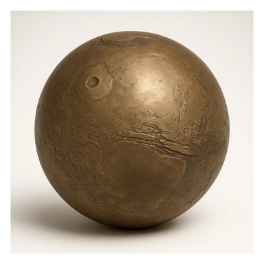 bronze planet Mars, metallic, stylized, no text sticker