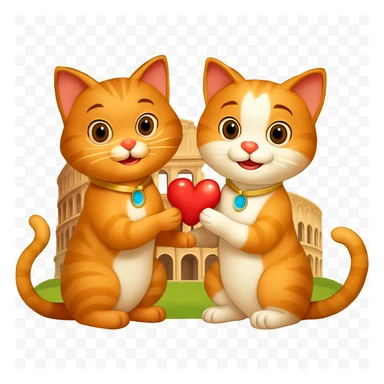 Add the Colosseum in the background behind the happy cat in Rome. Keep the happy cat as is, no sunset lighting. Maintain the transparent background. The style should resemble emoji style but use the general editor for best editing support. sticker