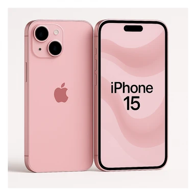 Change the iPhone 15 to pink color with a visible Apple logo in a realistic style. Keep the white background. sticker
