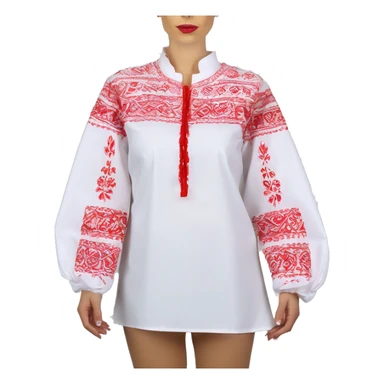 Long sleeve Blouse vyshyvanka, white with red embodiary on sleeves sticker
