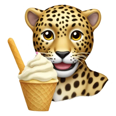 Leopard eating ice cream sticker