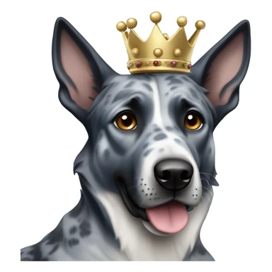A malinois dark blue merle without red color with a crown on his head sticker