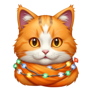 cat wrapped in christmas lights sticker