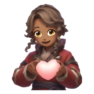 Qiqi from Genshin making a heart reaction with her ha sticker