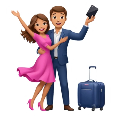  happy elegant beautiful girl flowy brown hair that is more valuable then corals excited to see the love of her life at the airport then the man lifts her up in the air embracing her this way she has pink lips sticker