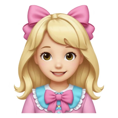 A girl dressed in kawaii clothes with lots of bows and she has blonde hair sticker