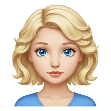 Blonde girl short wavy hair blue eyes long lashes sticker
