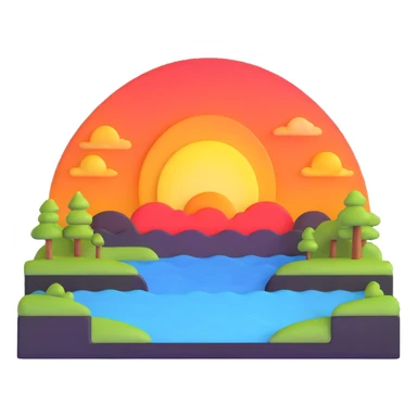 sunset setting sticker