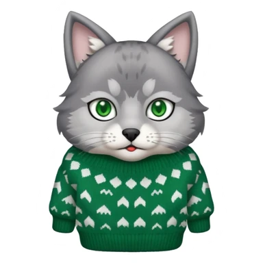  cat wearing a wolf-shaped sweater sticker