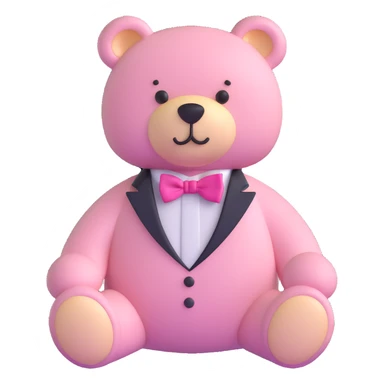 light pink teddy bear with pink bow tie sticker