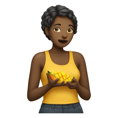Woman eating mango sticker