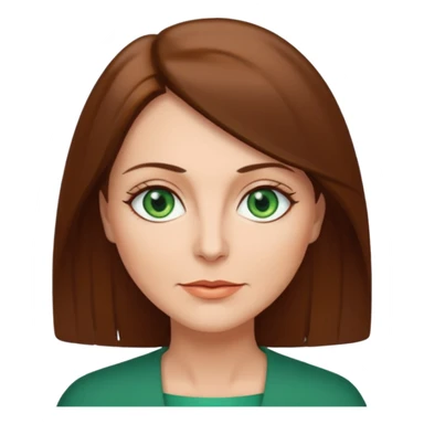 middle age woman with green eyes and shoulder length straight brown hair sticker