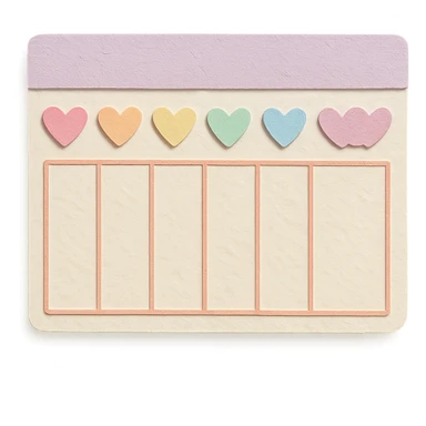 soft pastel kawaii weekly planner box with pastel heart icons sticker