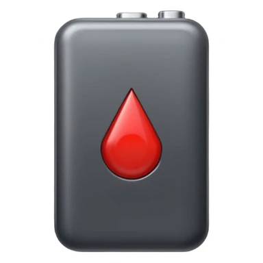 iPhone emoji style battery icon with a small red section left symbolizing very low charge, glossy, modern, minimal sticker