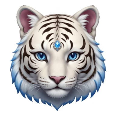 ESO Female white tiger khajiit leader of the umbral rose, blue eyes, blue 'third eye' gem sticker