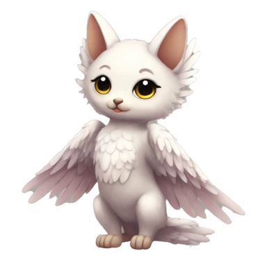 Anthro shy cute kawaii winged animal hybrid full body sticker
