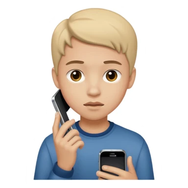 teenager holding a phone with a dramatic face sticker