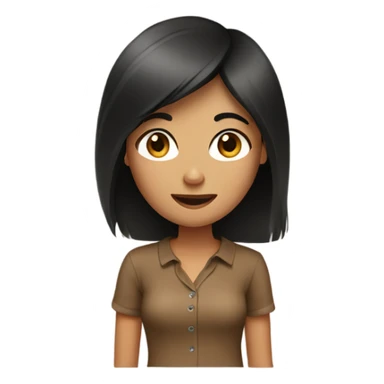 black hair girl wear brown shirt  sticker